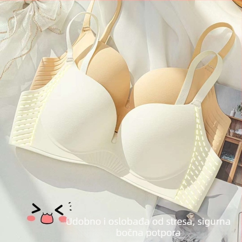 Bezšivni grudnjak za žene, bez žice, push-up, naglašava bočne prsa, 3/4 košarica, seksi