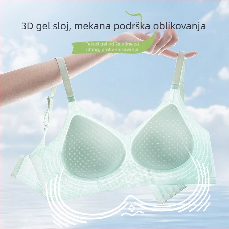 Ženski grudnjak od ice silk, jednoplošan, bešivne košarice, mekani gel jastučići, oblikovanje i podrška leđa, sportski stil