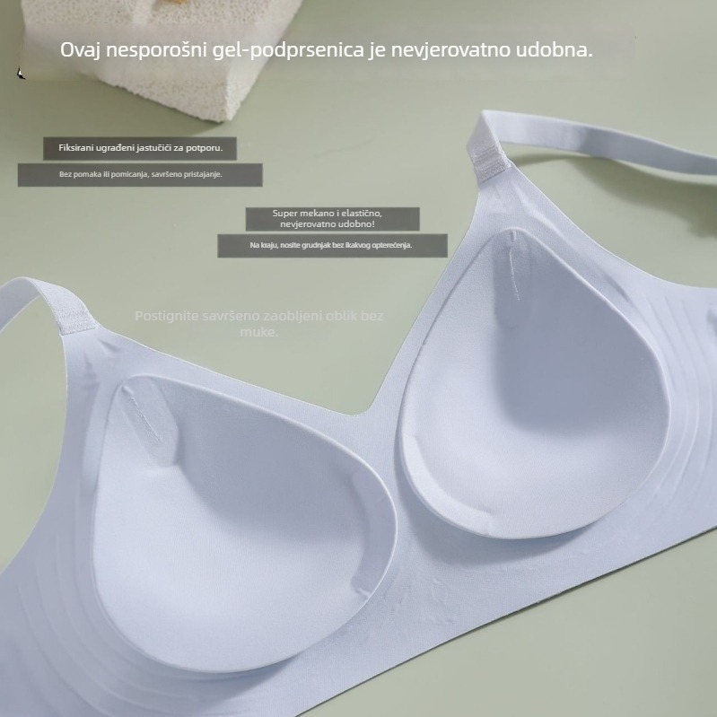 Bešavna grudnjaka bez žice, s Traceless materijalom; glavni materijal: najlon; podstava: najlon (70–80%); stražnje kopče s četiri reda kopči; fiksni dvostruki kaiš