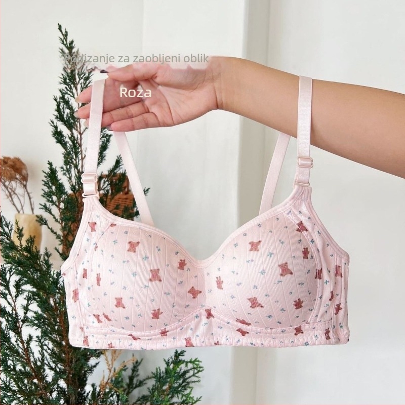Pamukasti grudnjak set s košaricama 3/4, oblikovane košarice s gornjim tankim i donjim debelim dijelom, odvojive dvostruke naramenice, stražnje kopčanje s tri reda kuka