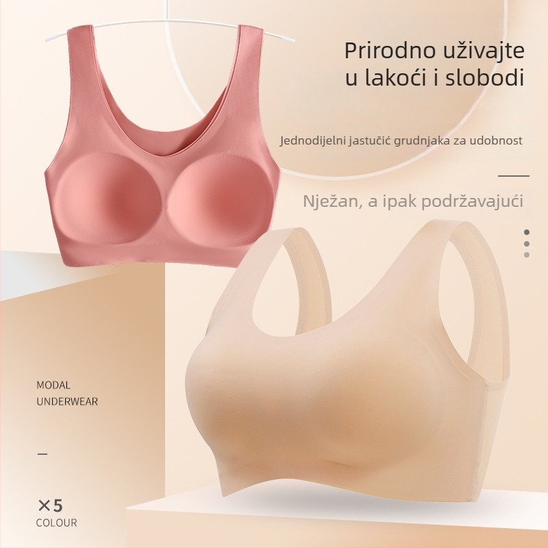 Bezšivni sportski grudnjak s fiksnim košaricama za male grudi, oblikovanje bočnih, prozračni ledeni svila materijal, noćna majica s punim pokrivanjem