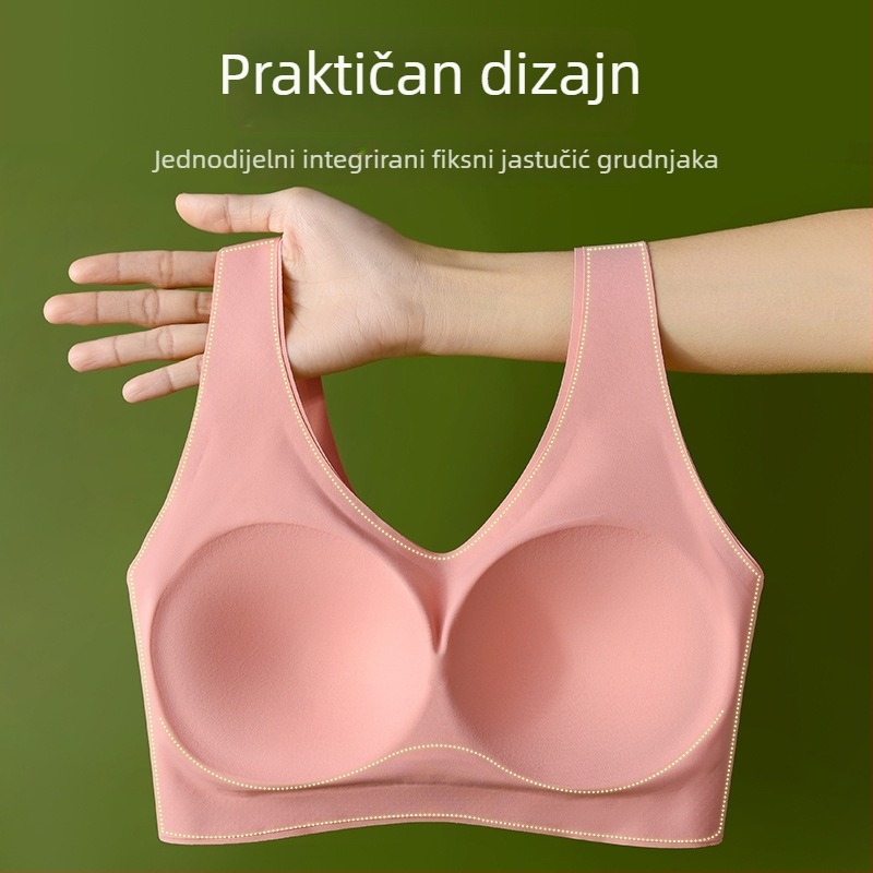 Bezšivni sportski grudnjak s fiksnim košaricama za male grudi, oblikovanje bočnih, prozračni ledeni svila materijal, noćna majica s punim pokrivanjem