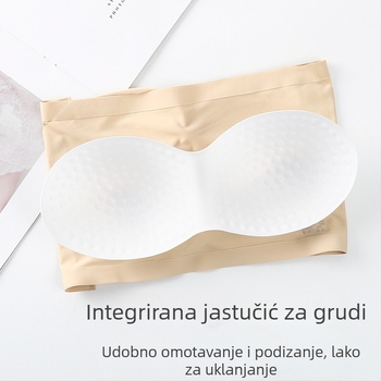 Bez naramenica tube top za prsa od Ice Silk/Nylon, prozračan, protuklizan, nevidljiv ispod odjeće, puni cup s tankim oblikovanim čašicama, ljeto 2024