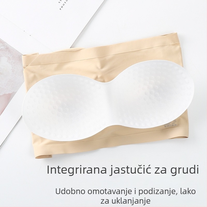 Bez naramenica tube top za prsa od Ice Silk/Nylon, prozračan, protuklizan, nevidljiv ispod odjeće, puni cup s tankim oblikovanim čašicama, ljeto 2024