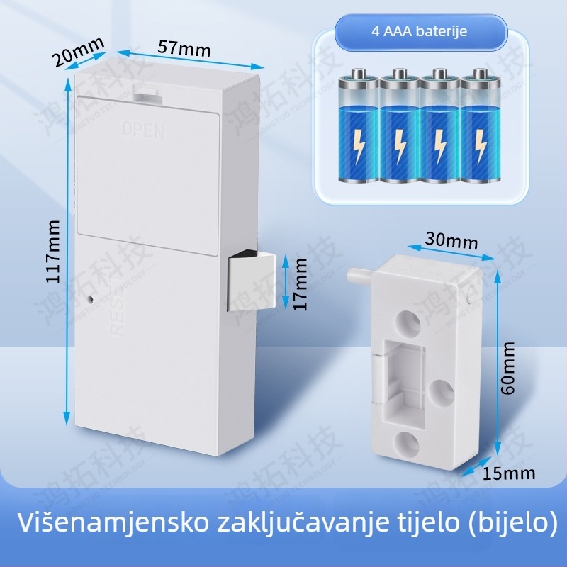 Brava za ormarić s otiskom prsta, ABS i metalno kućište, model 605, pogodna za garderobe, ormariće, arhive i arhivske ormariće, moderan minimalistički dizajn