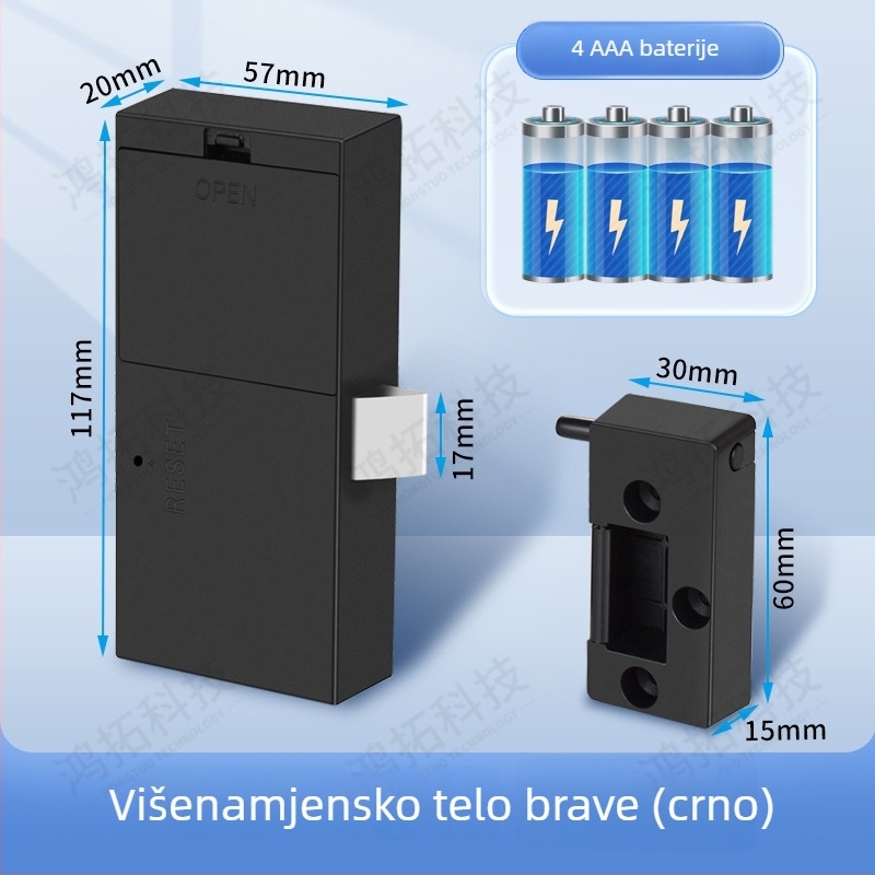 Brava za ormarić s otiskom prsta, ABS i metalno kućište, model 605, pogodna za garderobe, ormariće, arhive i arhivske ormariće, moderan minimalistički dizajn