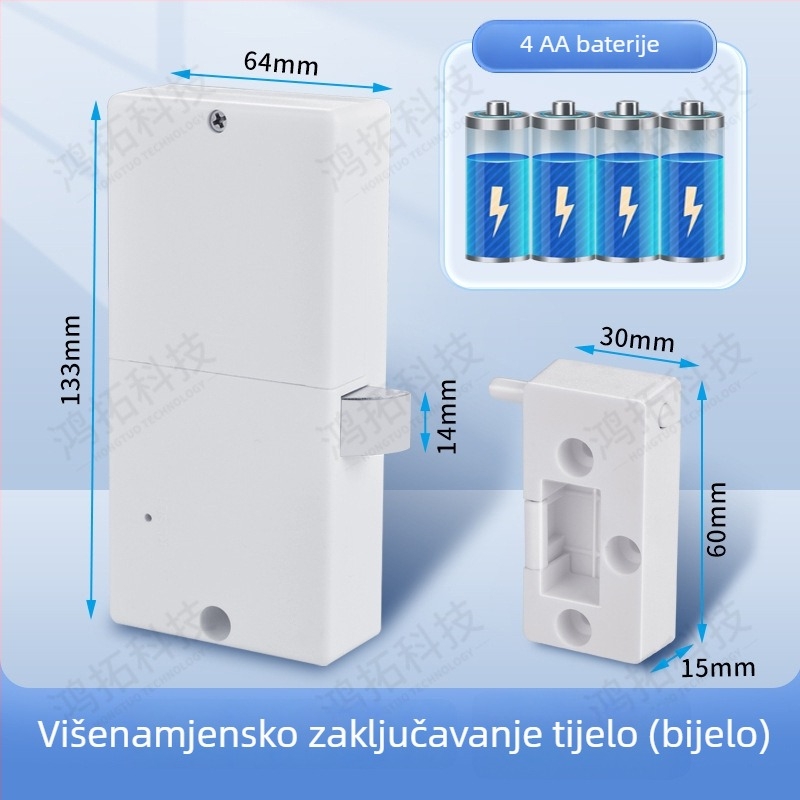 Brava za ormarić s otiskom prsta, ABS i metalno kućište, model 605, pogodna za garderobe, ormariće, arhive i arhivske ormariće, moderan minimalistički dizajn