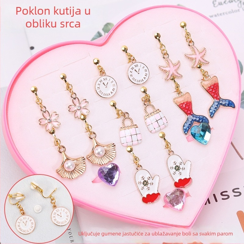 Korejskog stila klipsi za uho, dizajn crtanih životinja, legura, elektroplatiranje, individualno pakiranje