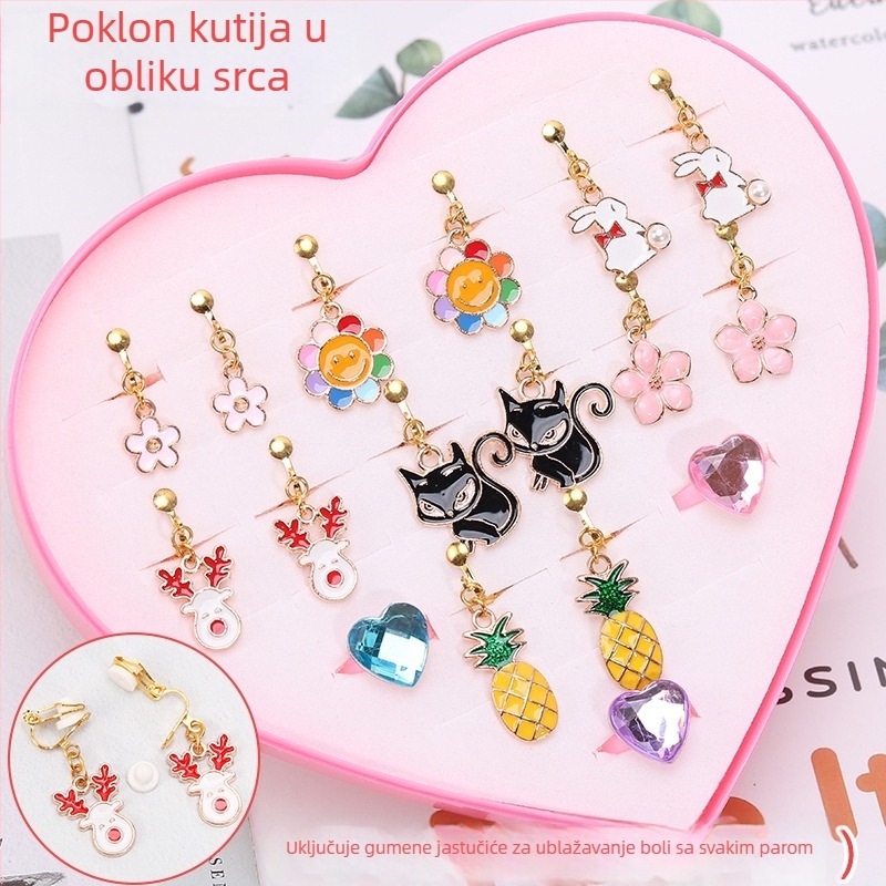 Korejskog stila klipsi za uho, dizajn crtanih životinja, legura, elektroplatiranje, individualno pakiranje