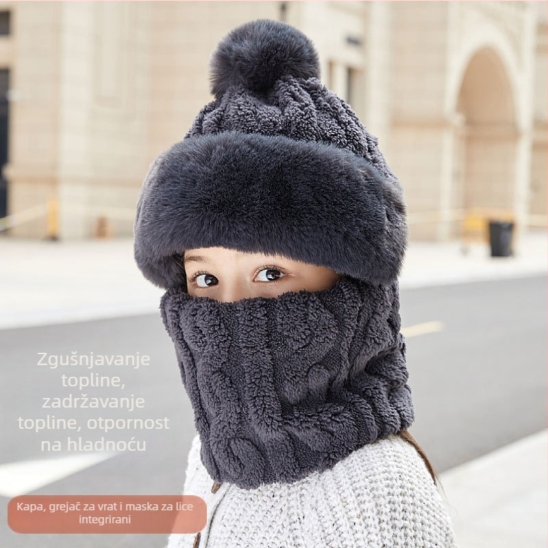 Dječja vjetrovita zimska kapa s zaštitom za uši, integriranim šalom i maskom – pulover kapa za dječake i djevojčice