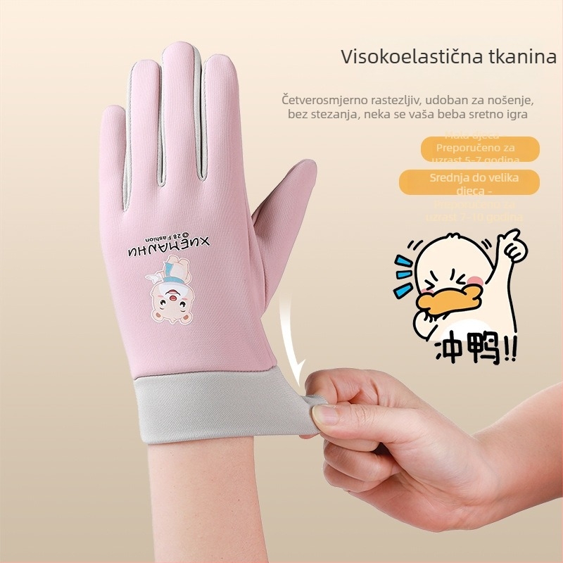 Zimske dječje rukavice za skuter, podstavljene, otporne na vjetar i vodonepropusne, tople, s karikarnim dizajnom, za uzrast 6–10 godina