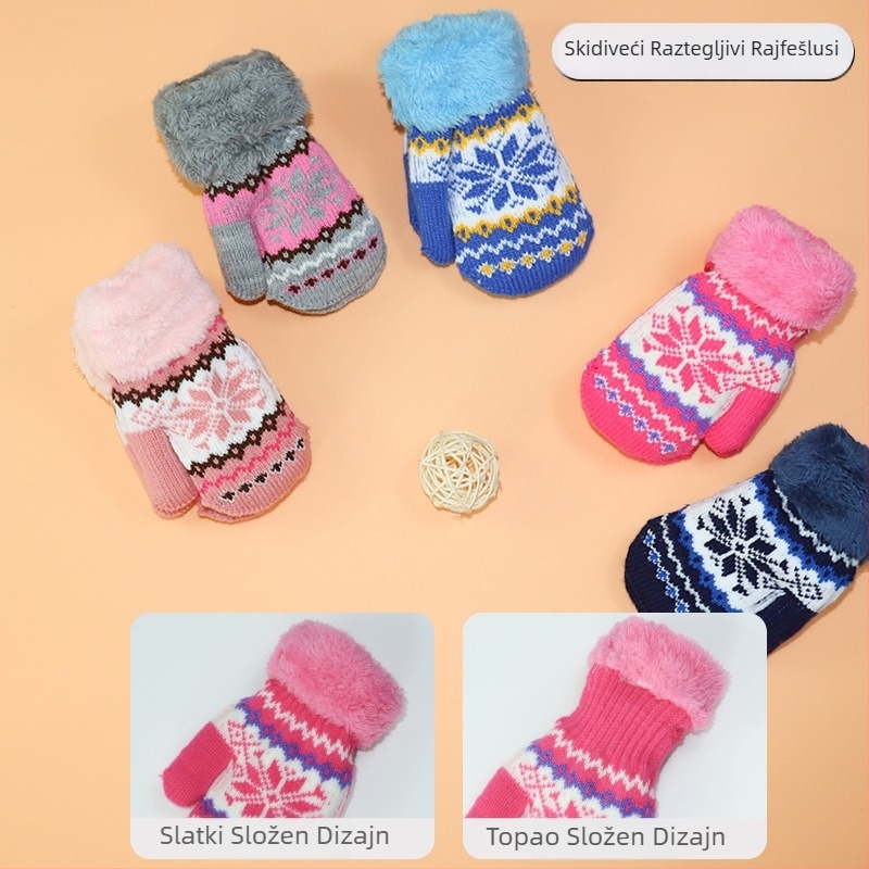 Dječje zimske palčanke, unisex, akrilno pletene, Jacquard uzorak, crtani motiv, zadržavaju toplinu, za uzrast 2–6 godina