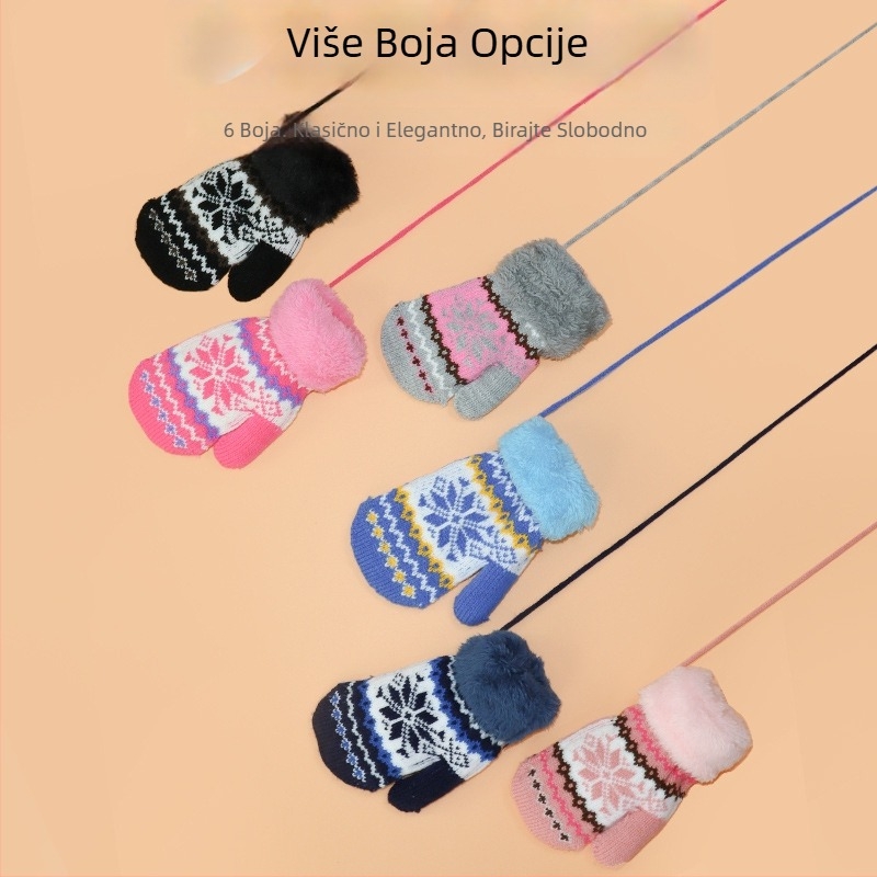 Dječje zimske palčanke, unisex, akrilno pletene, Jacquard uzorak, crtani motiv, zadržavaju toplinu, za uzrast 2–6 godina