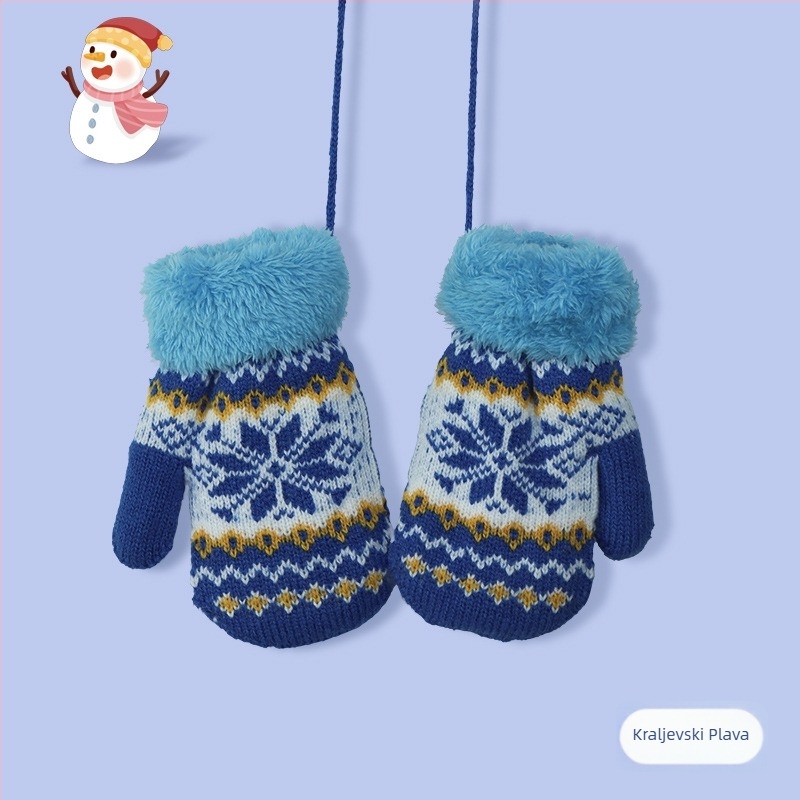 Dječje zimske palčanke, unisex, akrilno pletene, Jacquard uzorak, crtani motiv, zadržavaju toplinu, za uzrast 2–6 godina