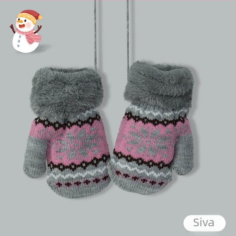 Dječje zimske palčanke, unisex, akrilno pletene, Jacquard uzorak, crtani motiv, zadržavaju toplinu, za uzrast 2–6 godina