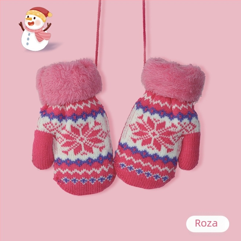 Dječje zimske palčanke, unisex, akrilno pletene, Jacquard uzorak, crtani motiv, zadržavaju toplinu, za uzrast 2–6 godina