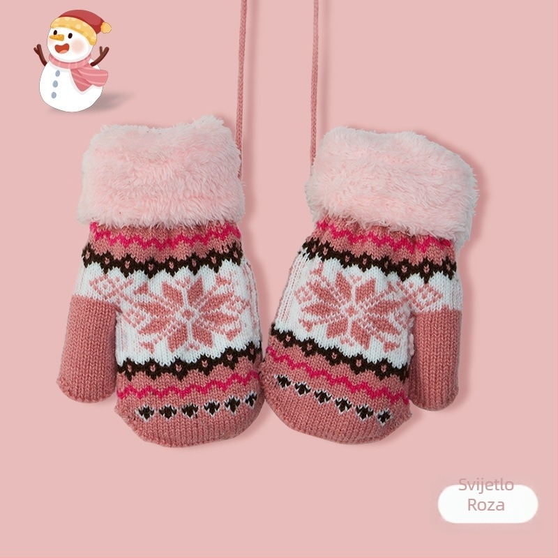Dječje zimske palčanke, unisex, akrilno pletene, Jacquard uzorak, crtani motiv, zadržavaju toplinu, za uzrast 2–6 godina