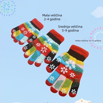 Dječje zimske pletene rukavice za prste – unisex, dvostruki sloj za toplinu, uzrast 2–15 godina