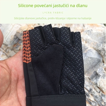 Dječje rukavice za bicikl s prstima do pola, protuklizne, zaštita od sunca, jacquard tkanina, unisex, za uzrast 8–15 godina