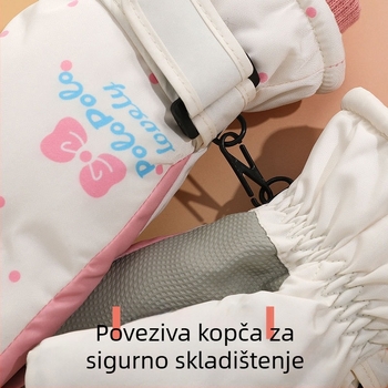 Dječje rukavice za skijanje od flisa, karikativni svemirski uzorak, dizajn s podijeljenim prstima, za jesen, uzrast 3-14 godina
