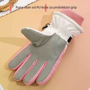 Dječje rukavice za skijanje od flisa, karikativni svemirski uzorak, dizajn s podijeljenim prstima, za jesen, uzrast 3-14 godina