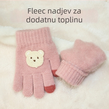 Dječje pletene zimske rukavice s flis unutarnjom podstavom, debele, petoprstne, s uzorkom srca, za djecu 1–5 godina