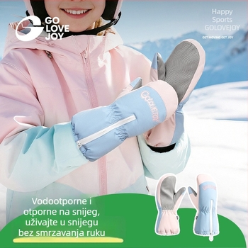 Golejie dječje zimske rukavice za skijanje, podstavljene fleeceom, debele, vodootporne i protuklizne, s podijeljenim prstima