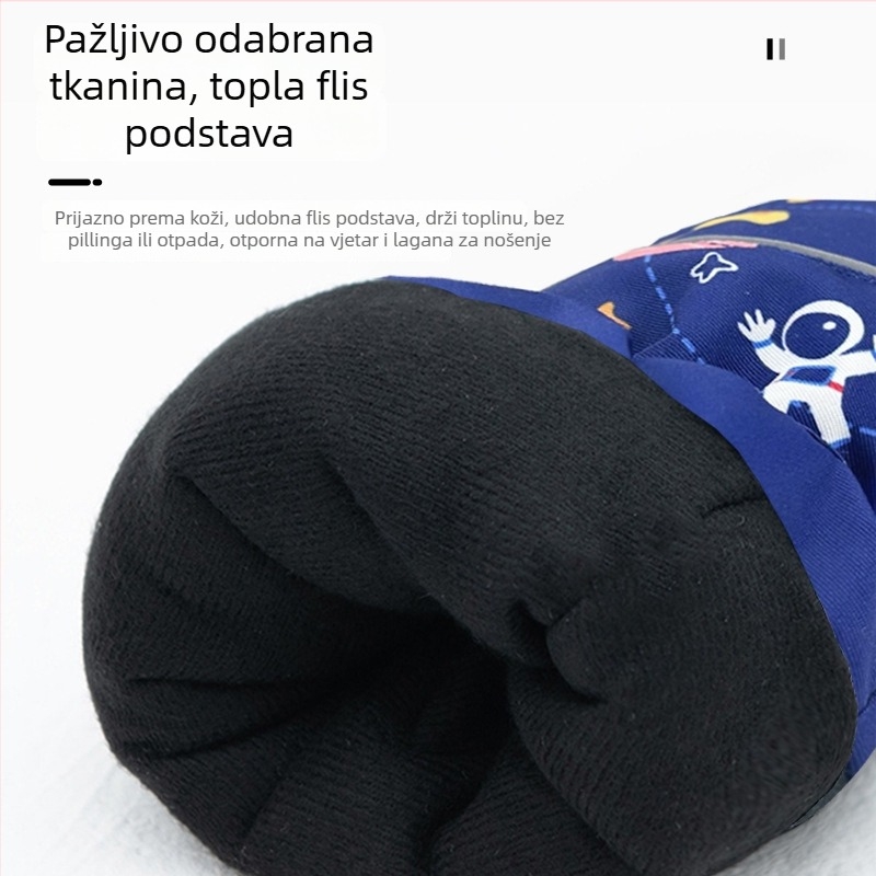 Dječje skijaške rukavice za zimu, od akrilnih vlakana, zadržavaju toplinu, rukavice s prstima u karikaturalnom stilu, uzrast 2–13 godina.