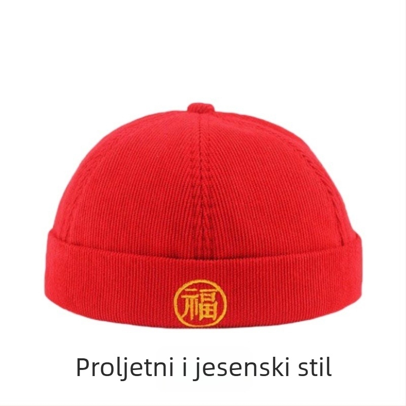 Crvena šapka za prvi rođendan djeteta, corduroy beret za sve sezone, retro stil