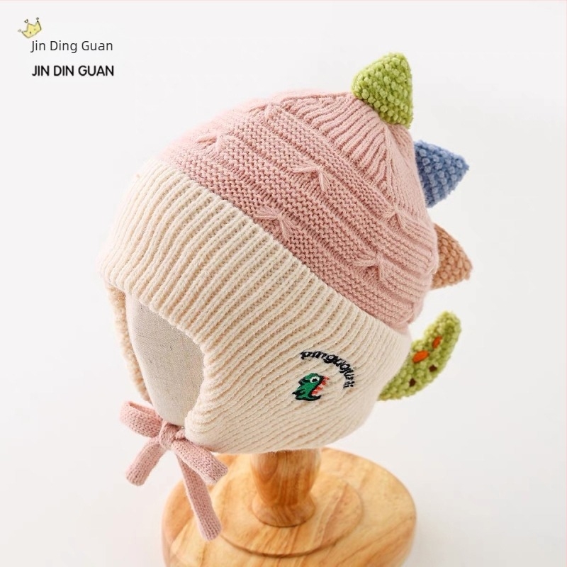 Dječja pamučna pletena kapa s zaštitom za uši, kupolasta kruna, zimska toplina, za uzrast 2–10