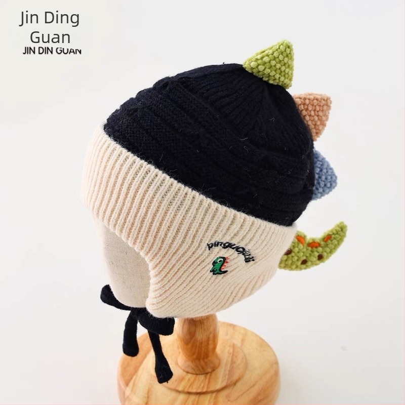 Dječja pamučna pletena kapa s zaštitom za uši, kupolasta kruna, zimska toplina, za uzrast 2–10