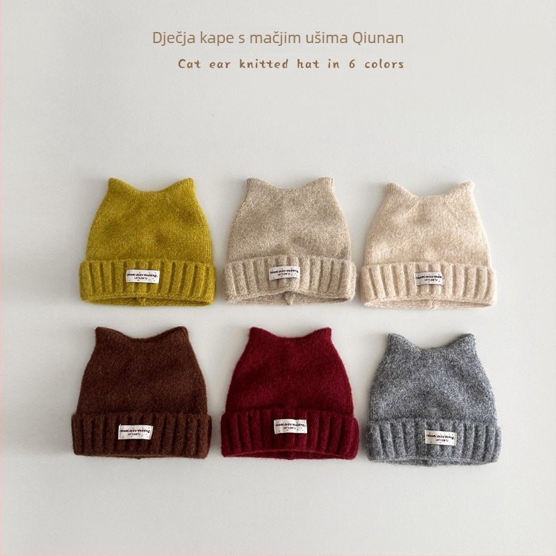 Dječja pletena kapa s mačjim ušima – topla i vjetrootporna, kupolasta kruna, Jacquard pletenina, za djecu od 2 do 6 godina, zima