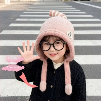 Dječja zimska topla kapa za uši, kupolasti stil s obodom, otporna na vjetar, zadržava toplinu, poliester, uzrast 6–12 mjeseci i 1–2 godine