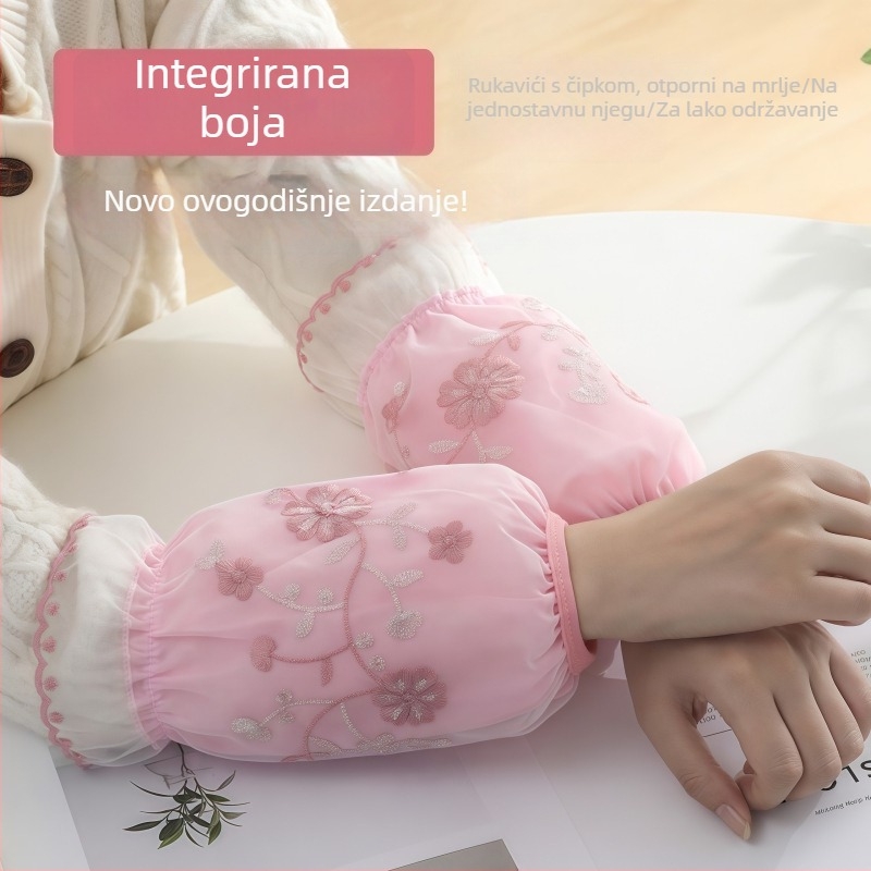 Čipkasti mrežasti zaštitni rukavi, dvostruka zaštita od prljavštine, zima, unisex, reljefni cvjetni uzorak