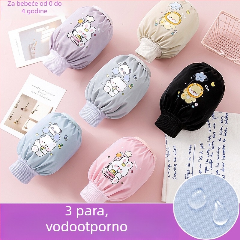 Dječji rukavi za zaštitu od prljavštine – vodootporan cartoon dizajn, uzrast 0–4 godina