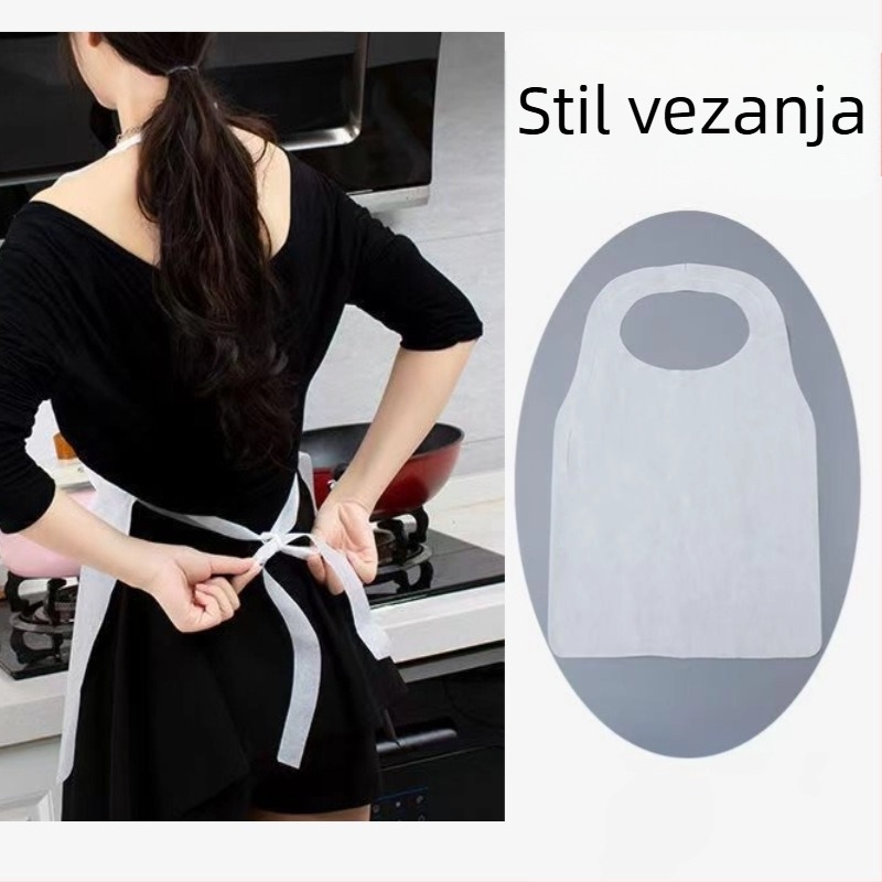 Jednokratna pregača od netkane tkanine, bez rukava, otporna na masnoće, za catering i kućnu upotrebu, moderan minimalistički dizajn