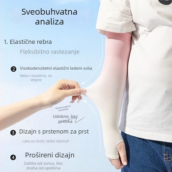 Dječje rukave za UV zaštitu s dizajnom otvorima za prste, najlonska tkanina, sadržaj najlona 80–90%, gustoća 28–34 g/m²