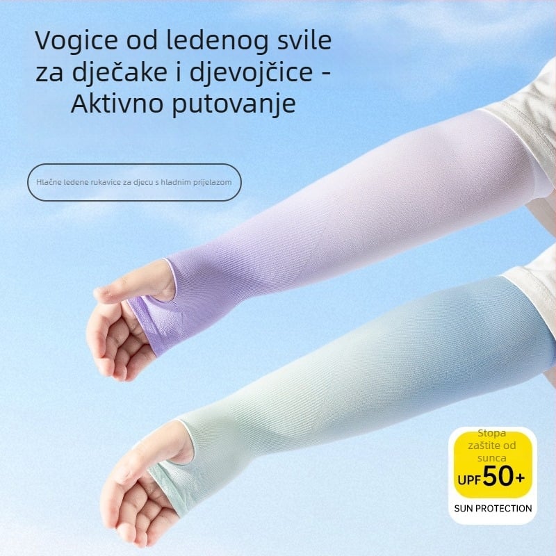 Dječje rukave za UV zaštitu s dizajnom otvorima za prste, najlonska tkanina, sadržaj najlona 80–90%, gustoća 28–34 g/m²