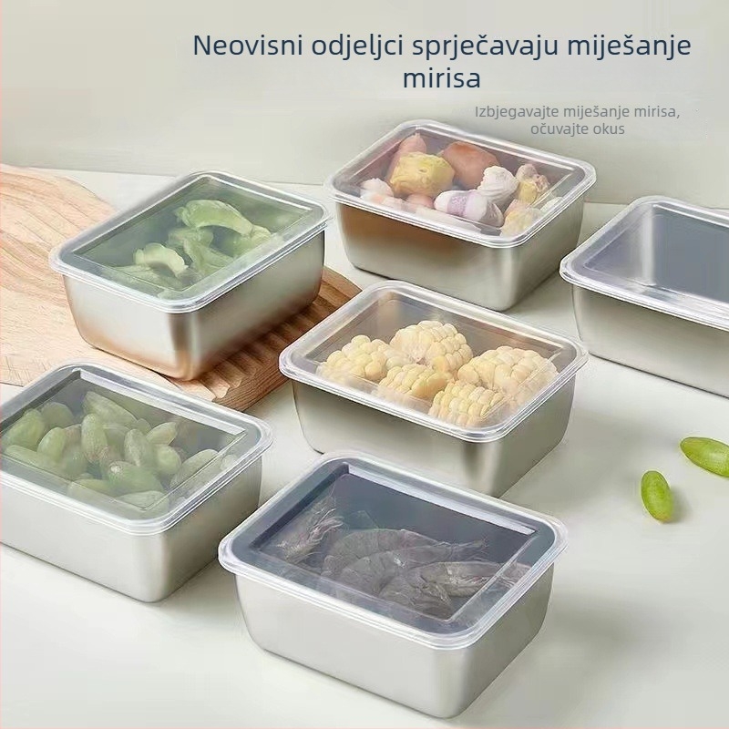 Nerđajući čelična četverokutna posuda s poklopcem za paraenje i pečenje, posuda za ručnike, prozirni poklopac, višestruka namjena