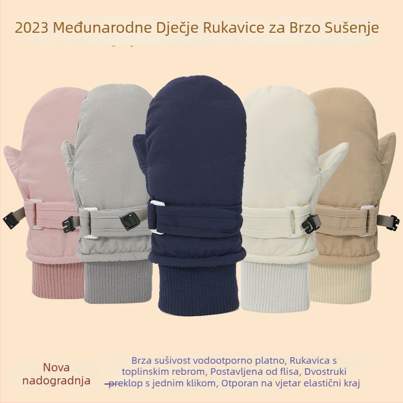 Dječje rukavice od brzo sušećeg materijala – tople, unisex, poliester, reljefna površina, uzrast 6 mjeseci–8 godina, zima/jesen