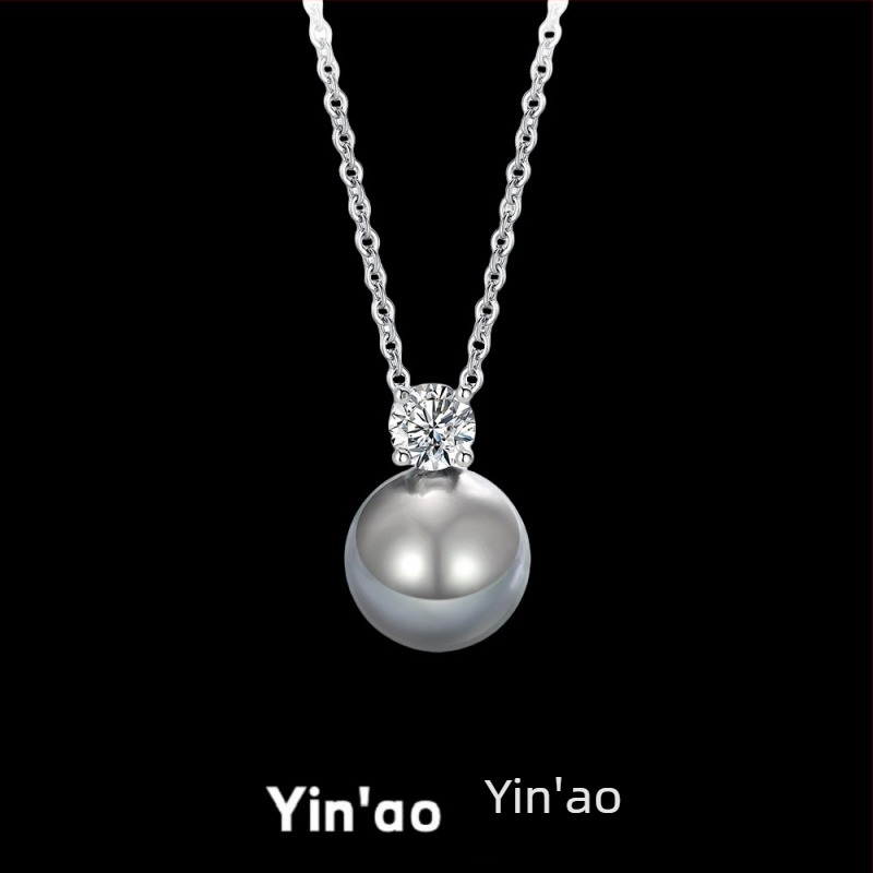 Set ogrlica i naušnica od S925 srebra s perlom, križni lanac, geometrijski dizajn