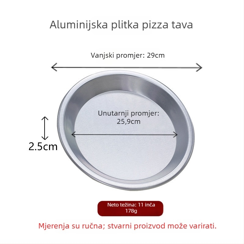Tava za pizzu, okrugla, aluminijska legura, za pečenje, duboke i plitke verzije