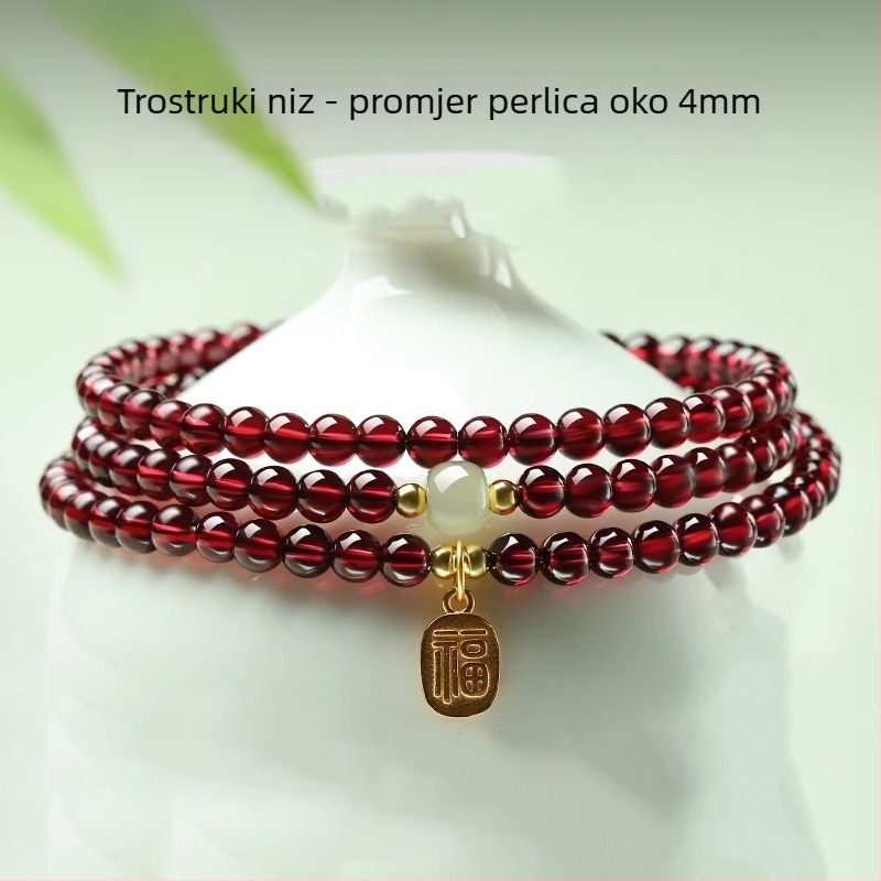 Narukvica od granata, Qingya Jewelry, unisex ručni nakit, svjež i sladak stil