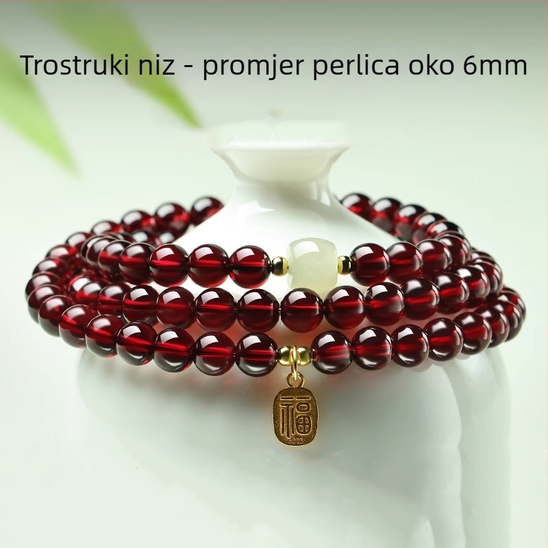 Narukvica od granata, Qingya Jewelry, unisex ručni nakit, svjež i sladak stil