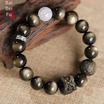 Beibeifu Obsidijan Kristal Geometrijski Unisex Narukvica (Materijal: Kristal; Obsidijan Kristal; Geometrijski dizajn; Unisex; Brušenje i poliranje)