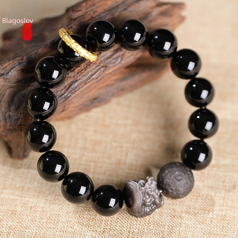 Beibeifu Obsidijan Kristal Geometrijski Unisex Narukvica (Materijal: Kristal; Obsidijan Kristal; Geometrijski dizajn; Unisex; Brušenje i poliranje)