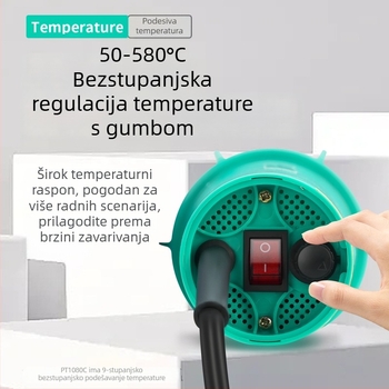 Visokoenergetski split-tip plastični zavarivački pištolj, 1080W – za popravke automobilskih branika, alat s toplim zrakom za PP ploče