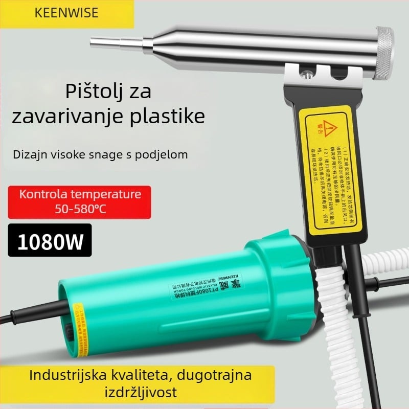 Visokoenergetski split-tip plastični zavarivački pištolj, 1080W – za popravke automobilskih branika, alat s toplim zrakom za PP ploče