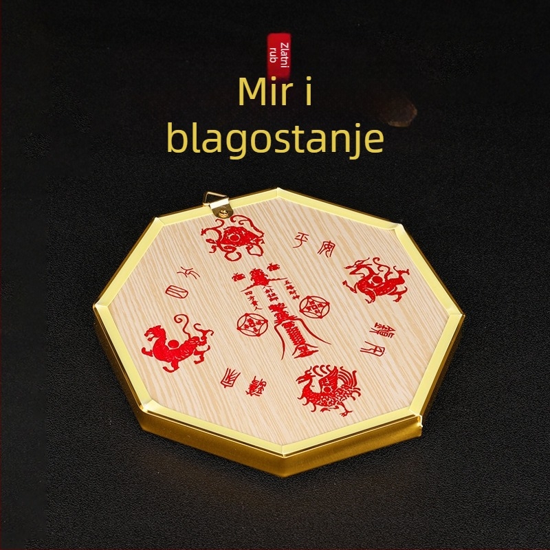 Viseći privjesak Bagua Tai Chi s glavom tigra - Materijal: drvo i aluminijska pločica; Kategorija: Bagua; Religiozno: taoizam; Neto težina: 0,14 kg; Brend: Jinlun Craftsmanship