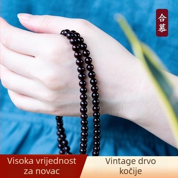 Narukvica od rosewooda s 108 perli, polirani završetak, moderni minimalistički stil, unisex, brend Hemu